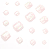 No.407 Nude Pink Daisy Toenails Patch 24pcs/Set