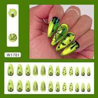 No.AW155 Halloween Green Cat's Eye Fingernails Patch 24pcs/Set