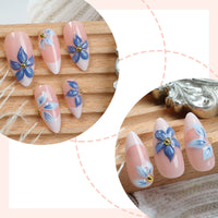 No.F407 3D Dark Blue Flowers Fingernails Patch 24pcs/Set