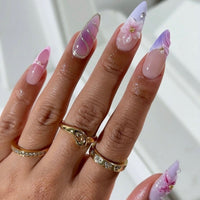 No.F486 3D Pink Flowers Fingernails Patch 24pcs/Set
