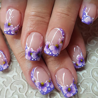 No.F371 Purple Flower Fingernails Patch 24pcs/Set