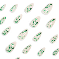 No.F370 Green Leaves Fingernails Patch 24pcs/Set