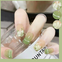 No.F514 Green Floral Fingernails Patch 24pcs/Set