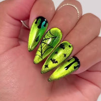 No.AW155 Halloween Green Cat's Eye Fingernails Patch 24pcs/Set
