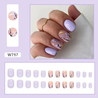 No.F308 Taro Purple Fingernails Patch 24pcs/Set