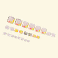 No.482 Orange Gradient Lines Toenails Patch 24pcs/Set