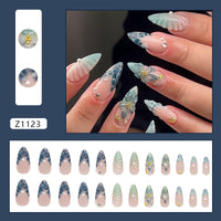 No.F459 Retro Blue Fingernails Patch 24pcs/Set