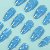 No.F479 Blue Cat's Eye Fingernails Patch 24pcs/Set