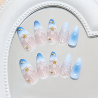 No.F445 Fresh Blue Fingernails Patch 24pcs/Set