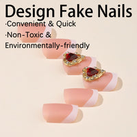 No.436 Gold Heart Diamonds Toenails Patch 24pcs/Set