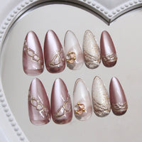 No.F516 Brown Cat's Eye Fingernails Patch 24pcs/Set