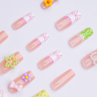 No.F472 Pearl Heart Fingernails Patch 24pcs/Set