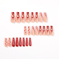 No.VN75 Valentine’s Flame Wave Heart Press-On Nails Set (24 Pcs)