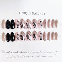No.F341 Black Leaf Fingernails Patch 24pcs/Set
