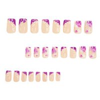 No.F372 Purple Flower Fingernails Patch 24pcs/Set