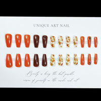 No.F230 Maple Leaf Glitter Fingernails Patch 24pcs/Set