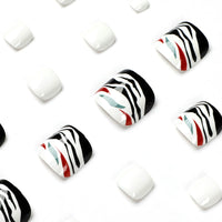 No.454 Red&Green Lines Toenails Patch 24pcs/Set