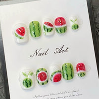 No.FP28 Watermelon Hand Made Fingernails 10pcs