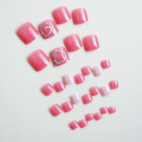 No.553 Rose Pink Glitter Toenails Patch 24pcs/Set