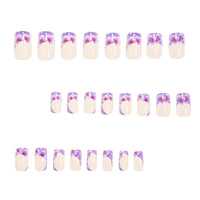 No.F371 Purple Flower Fingernails Patch 24pcs/Set