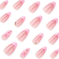 No.F434 3D Pink Flowers Fingernails Patch 24pcs/Set