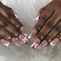 No.F503 Pink Fingernails Patch 24pcs/Set