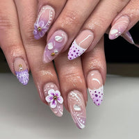 No.F367 Purple 3D Flowers Fingernails Patch 24pcs/Set
