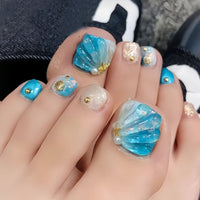 No.494 3D Blue Beach Toenails Patch 24pcs/Set