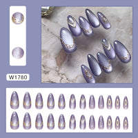 No.F522 Purple Cat's Eye Fingernails Patch 24pcs/Set
