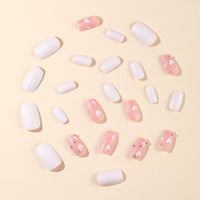 No.VN45 White Love Heart Fingernails Patch 24pcs/Set