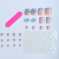 No.614 Blue Flower Toenails Patch 24pcs/Set