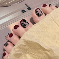 No.548 Black Leaves Toenails Patch 24pcs/Set