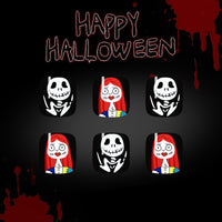 No.AW126 Halloween Black Ghost Face Toenails Patch 24pcs/Set