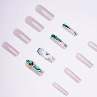 No.F470 Emerald Fingernails Patch 24pcs/Set