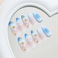 No.F445 Fresh Blue Fingernails Patch 24pcs/Set