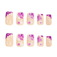 No.F372 Purple Flower Fingernails Patch 24pcs/Set