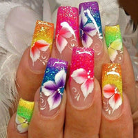 No.F261 Colorful Flowers Fingernails Patch 24pcs/Set