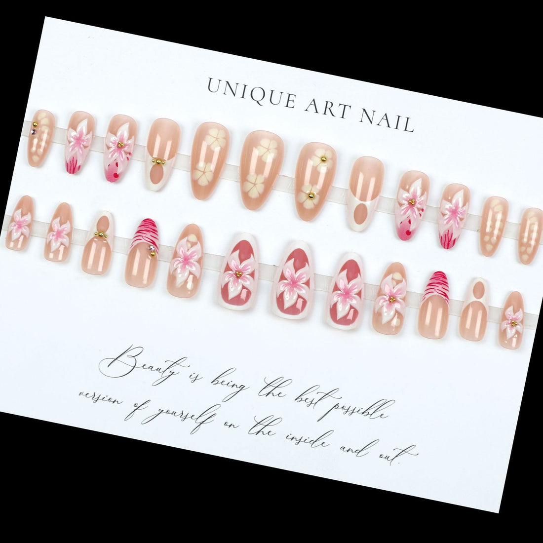 No.F487 3D Sweet Flowers Fingernails Patch 24pcs/Set