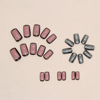 No.F345 Black Hollow Fingernails Patch 24pcs/Set