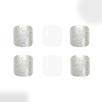 No.636 Silver Glitter Toenails Patch 24pcs/Set