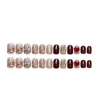 No.F309 Flash Wine red Fingernails Patch 24pcs/Set
