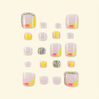 No.482 Orange Gradient Lines Toenails Patch 24pcs/Set