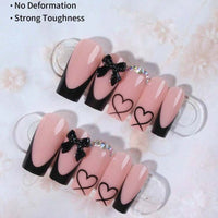 No.F396 Black Love Heart Fingernails Patch 24pcs/Set