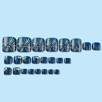 No.73 Vibrant Fireworks Blue Toe Nails 24pcs/Set