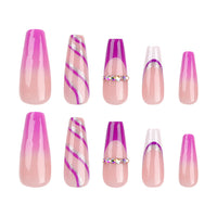 No.F335 Purple Flash Fingernails Patch 24pcs/Set