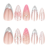 No.F584 3D Bow Pearl Fingernails Patch 24pcs/Set