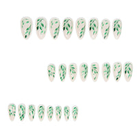 No.F370 Green Leaves Fingernails Patch 24pcs/Set