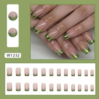 No.F384 Bright Green Fingernails Patch 24pcs/Set