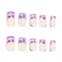 No.F371 Purple Flower Fingernails Patch 24pcs/Set