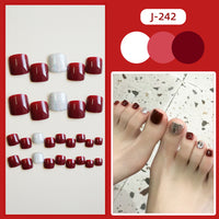 No.531 Wine Red Toenails Patch 24pcs/Set